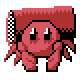 Beatcrab: A small hermit crab with big eyes and a big speaker as a shell.
