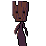 MaskTask: a small thin creature with a wooden mask and sad eyes.